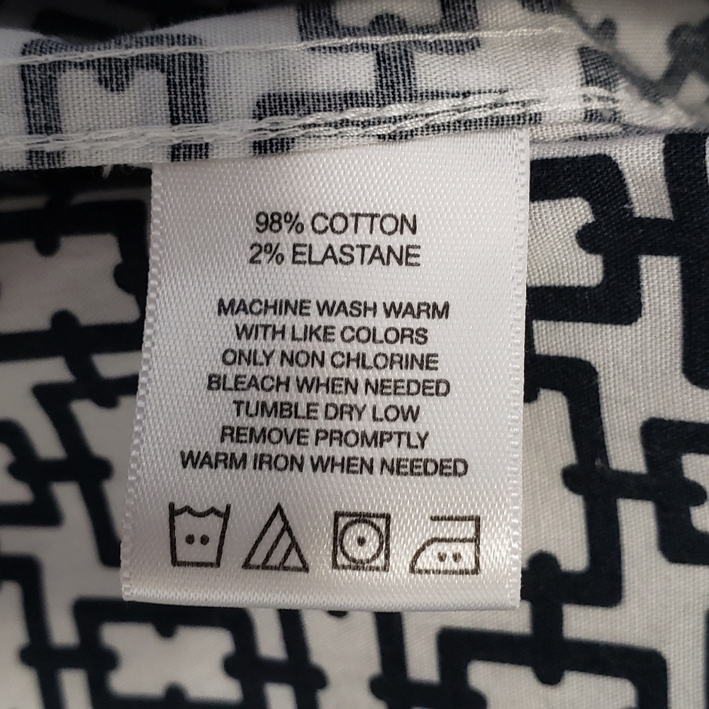 Foxcroft Black and White Notched Collar Button Down Shirt - Picture 5 of 10